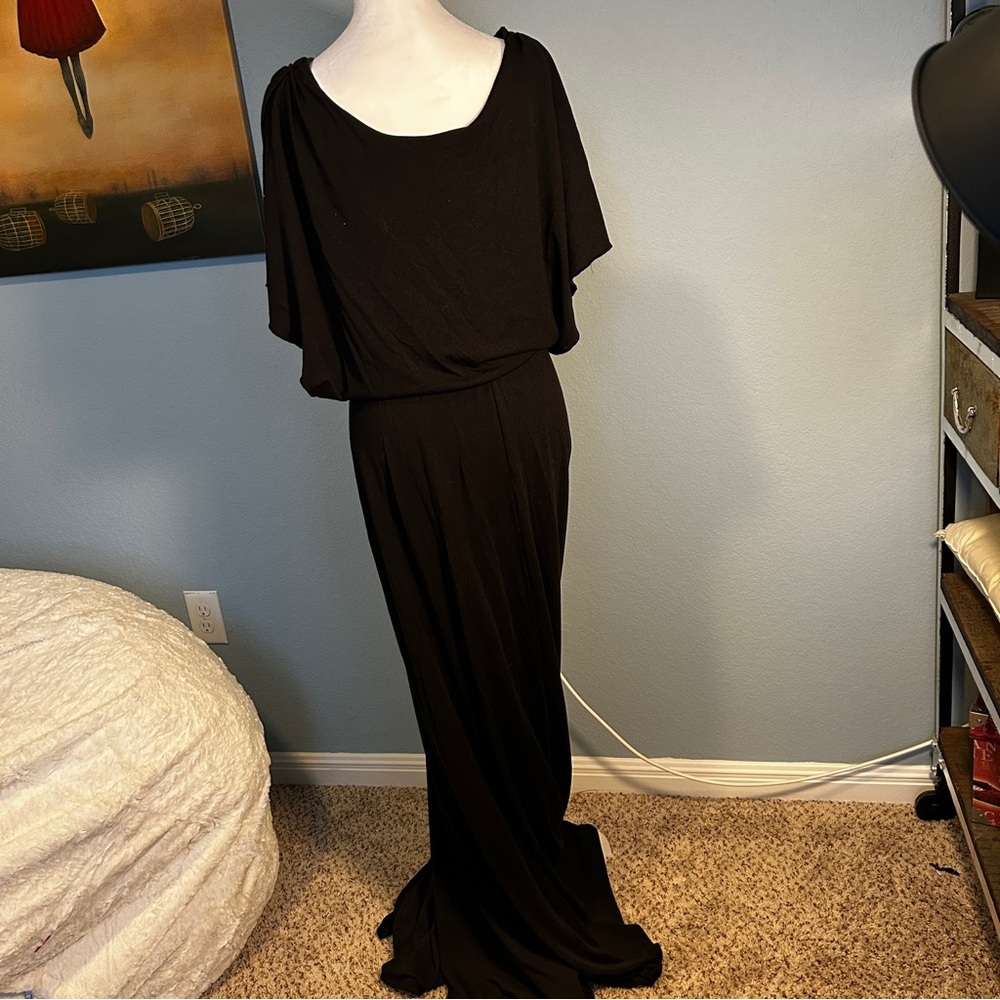 Shabby Apple Black Short-sleeved Maxi Dress